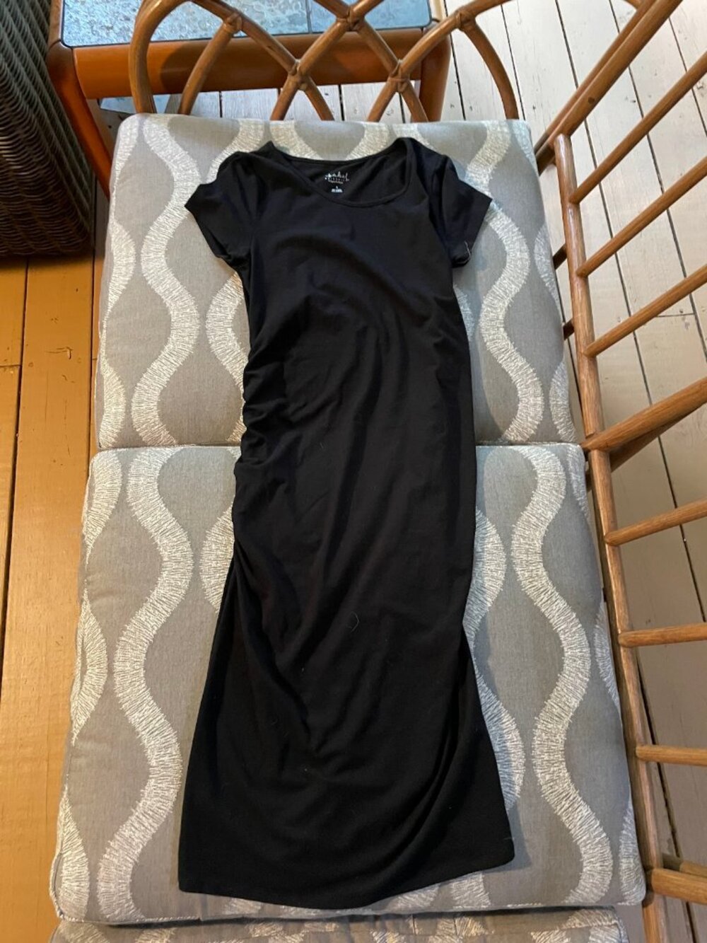 Isabel Maternity Black Ruched Midi Dress S